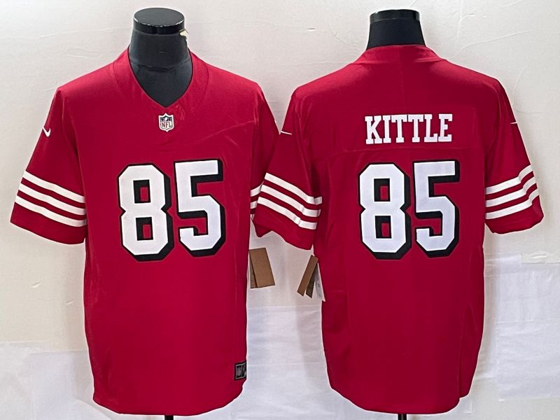 Men San Francisco 49ers #85 Kittle Red 2023 Nike Vapor Limited NFL Jersey style 2